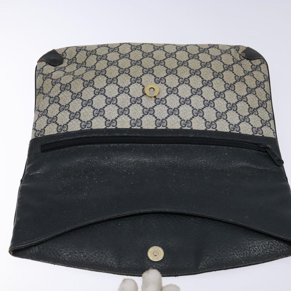 GUCCI GG Supreme Clutch Bag PVC Navy Gold 156 02 075 Auth sw1174 - Picture 13 of 16